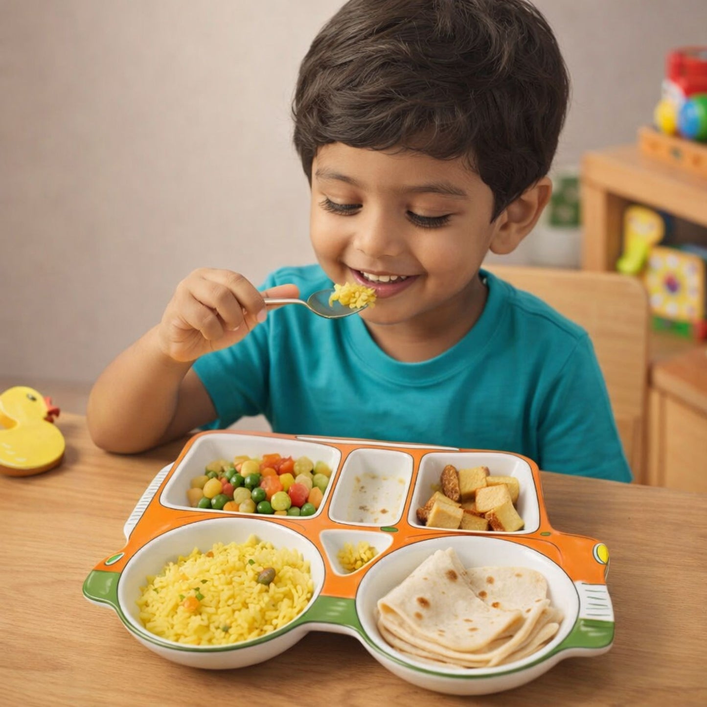 Orange Car Ceramic Plate – Handcrafted Kids Dinnerware | Look Mumma