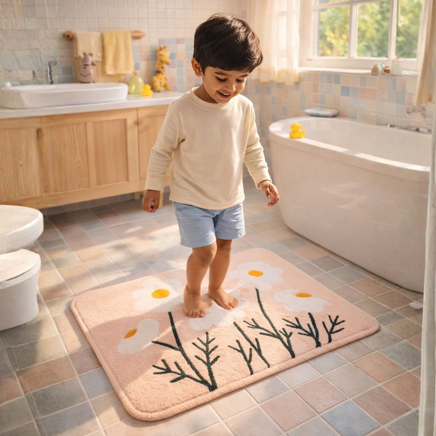 Daisy Garden Kids Rug – Soft Floral Play Mat | Look Mumma