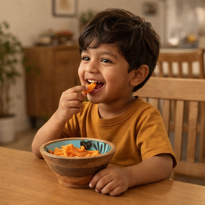 Sleepy Lion Jungle Wood Plate & Bowl Set – Handcrafted Safari Kids Dinnerware | Look Mumma