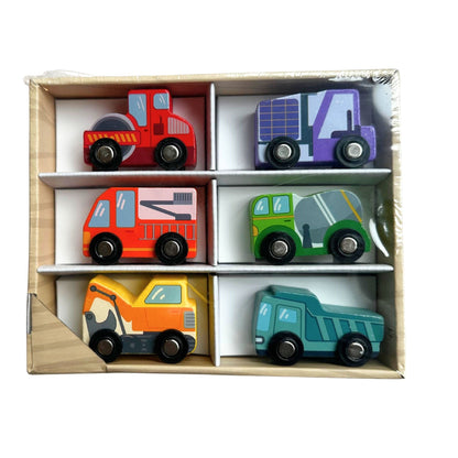 Wooden Construction Vehicle 6-Pack | Look Mumma