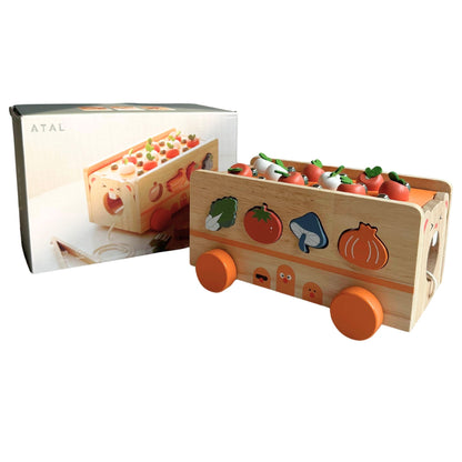 Wooden Vegetable Sorting Toy Bus | Look Mumma