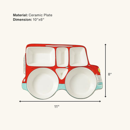 Red Car Ceramic Plate – Handcrafted Kids Dinnerware | Look Mumma