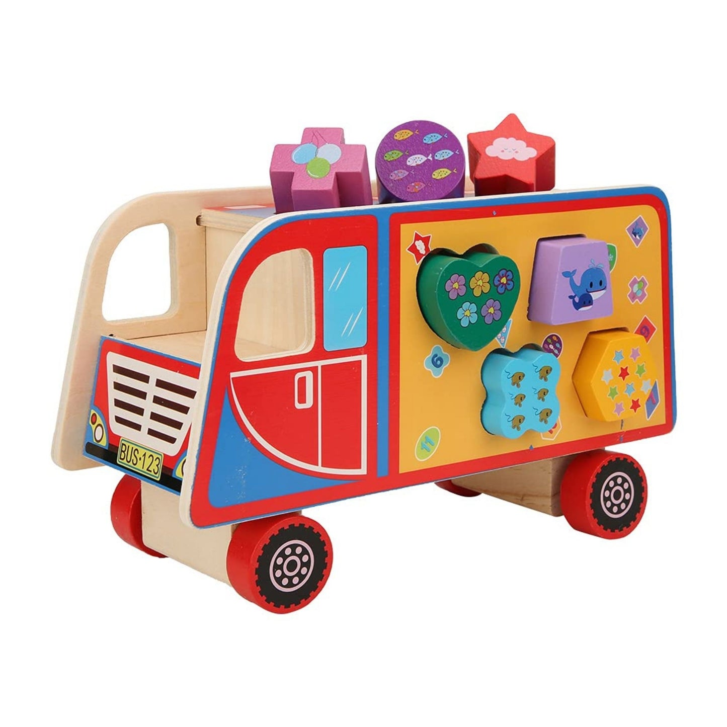 Wooden Shape Sorter Bus Toy | Look Mumma
