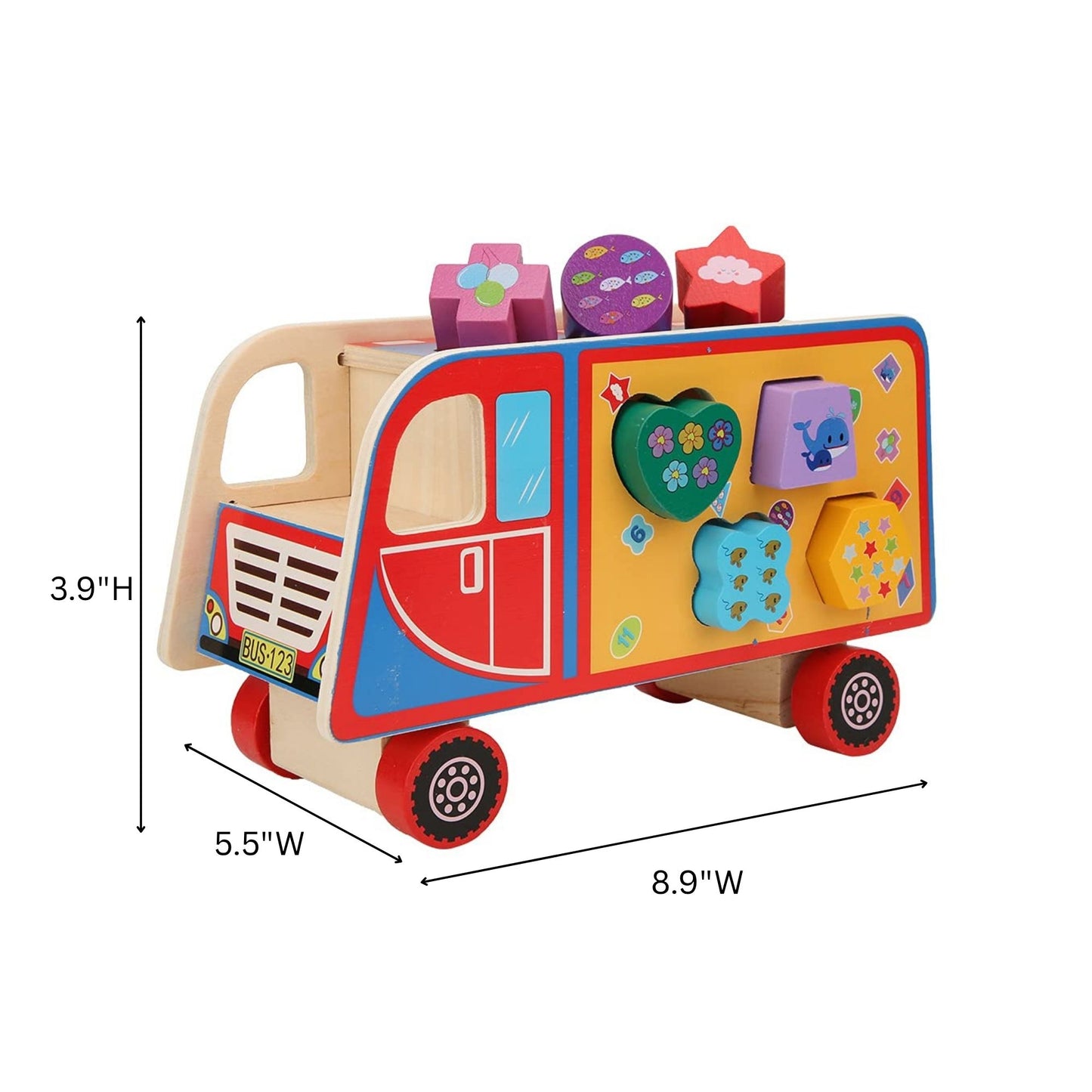 Wooden Shape Sorter Bus Toy | Look Mumma
