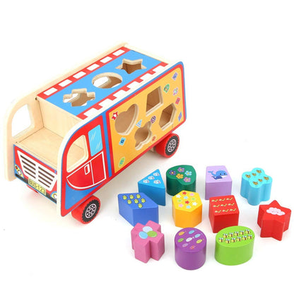 Wooden Shape Sorter Bus Toy | Look Mumma