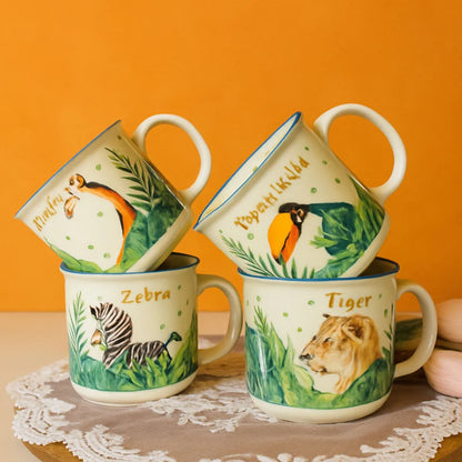 Jungle Safari Ceramic Mug– Handcrafted Wild Animal Kids Tableware | Buy 4 Pay for 3 | Look Mumma