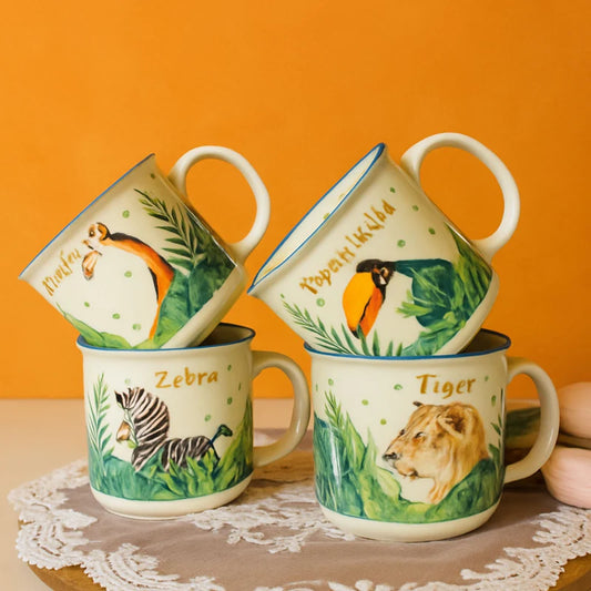 Jungle Safari Ceramic Mug– Handcrafted Wild Animal Kids Tableware | Buy 4 Pay for 3 | Look Mumma