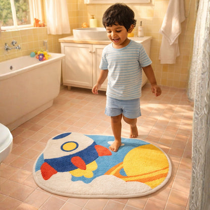 Rocket Adventure Kids Rug – Space-Themed Play Mat | Look Mumma
