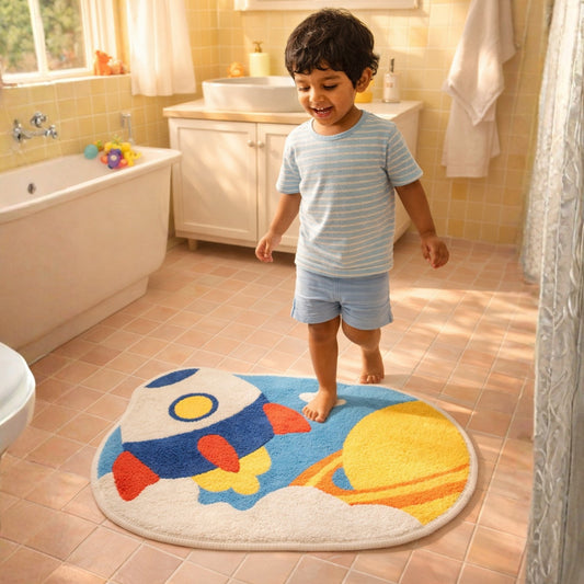 Rocket Adventure Kids Rug – Space-Themed Play Mat | Look Mumma