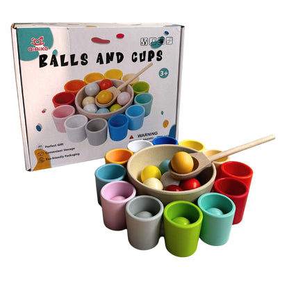 Afaike Balls and Cups Wooden Sorting Toy | Look Mumma