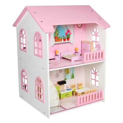 Wooden Dollhouse with Furniture | Look Mumma