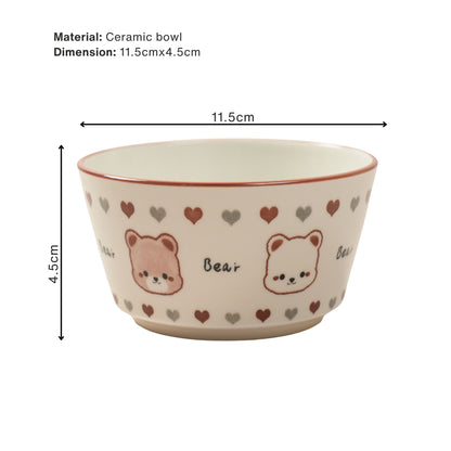 Set of 2 Twin Bear Heart Ceramic Bowl / Dessert Dish – Handcrafted Lovely Kids Tableware | Look Mumma