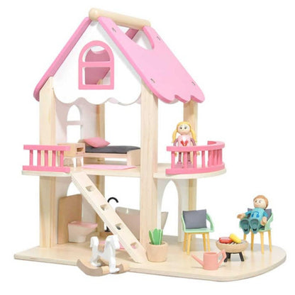 Wooden Two-Story Cottage Dollhouse | Look Mumma