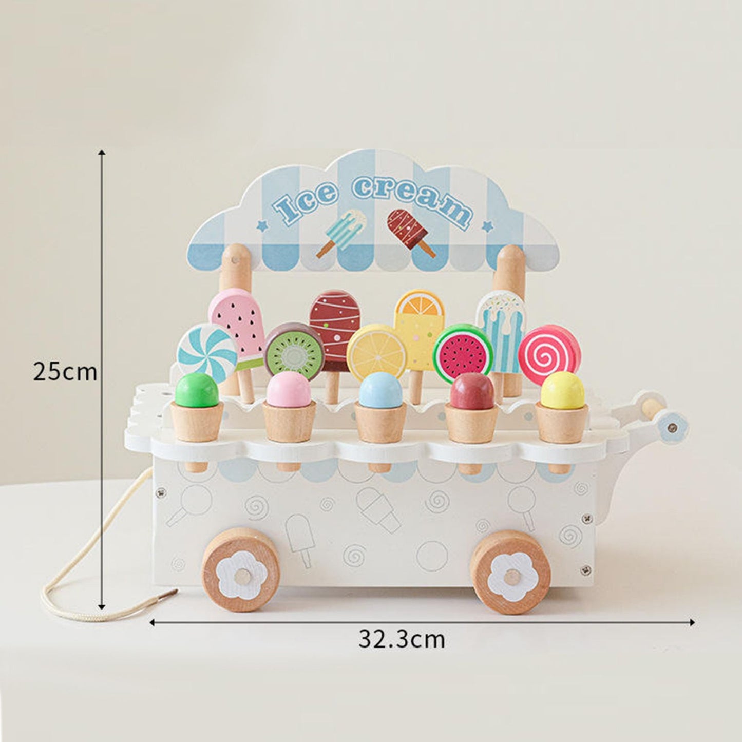 Pull-Along Ice Cream Cart Toy | Look Mumma