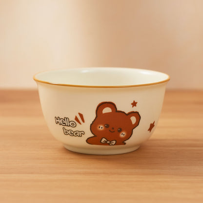 Set of 2 Bear Ceramic Snack Bowl / Dessert Dish – Handcrafted Lovely Kids Tableware | Look Mumma