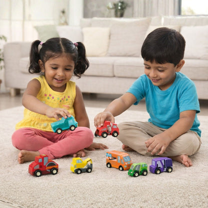 Wooden Construction Vehicle 6-Pack | Look Mumma