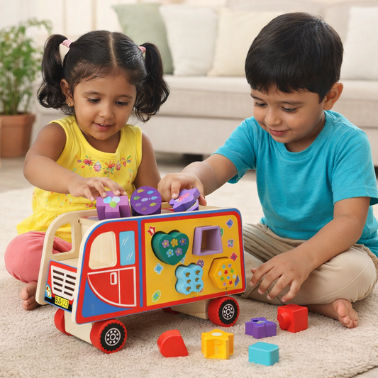 Wooden Shape Sorter Bus Toy | Look Mumma