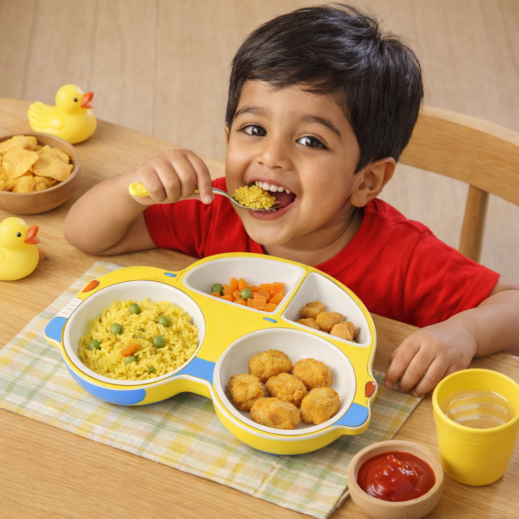 Yellow Speedy Car Ceramic Plate – Handcrafted Race Car Kids Dinnerware | Look Mumma