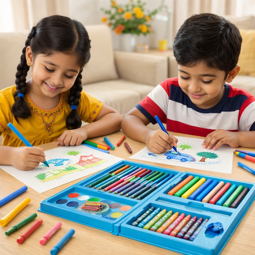 Penguin Drawing and Painting Art Set with Portable Suitcase | Look Mumma