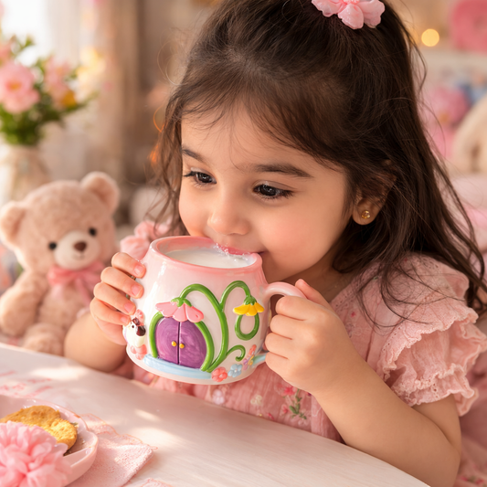 Enchanted Fairy House Ceramic Mug with Lid – Handcrafted Magical Kids Room Decor & Tableware | Look Mumma