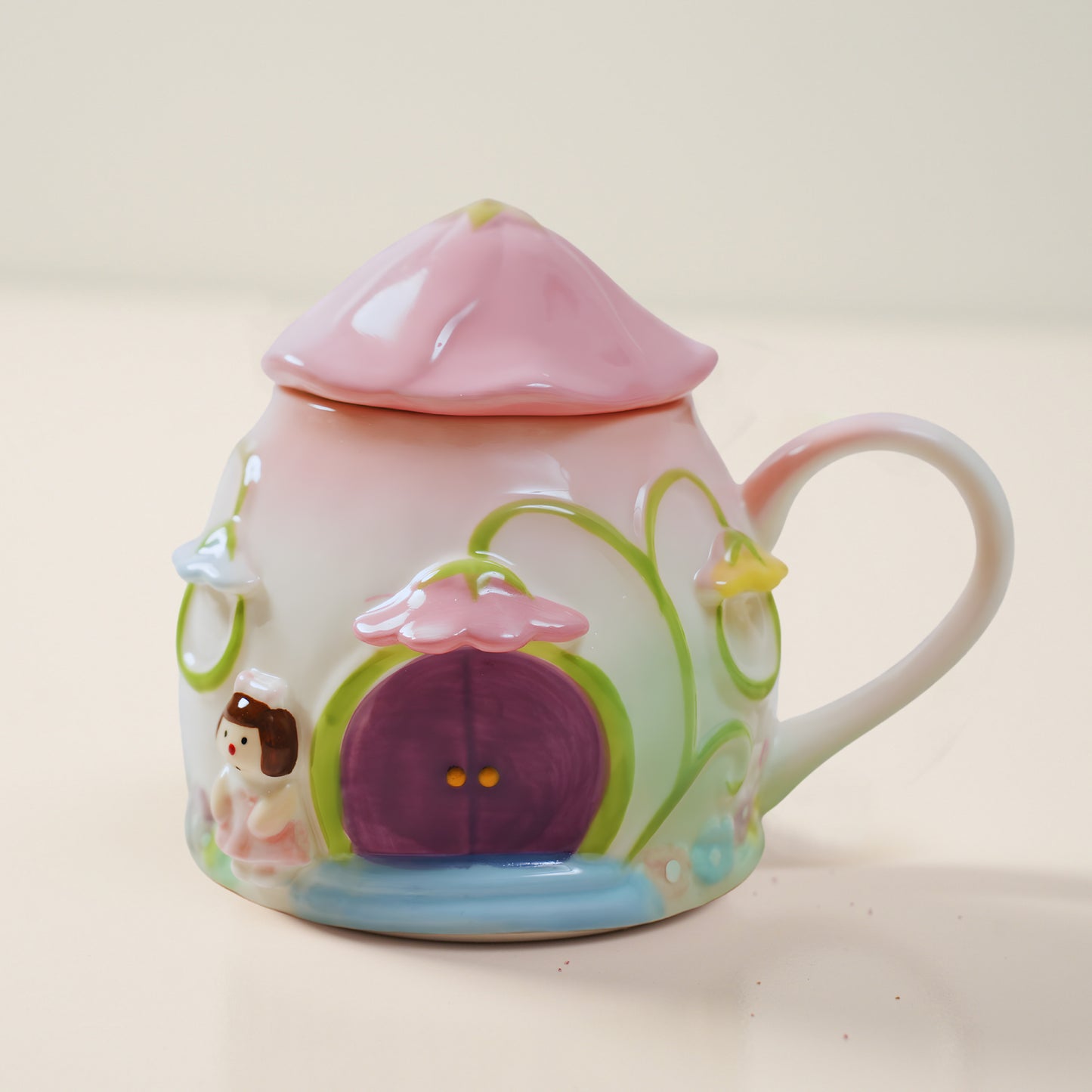 Enchanted Fairy House Ceramic Mug with Lid – Handcrafted Magical Kids Room Decor & Tableware | Look Mumma