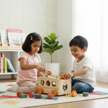 Wooden Vegetable Sorting Toy Bus | Look Mumma
