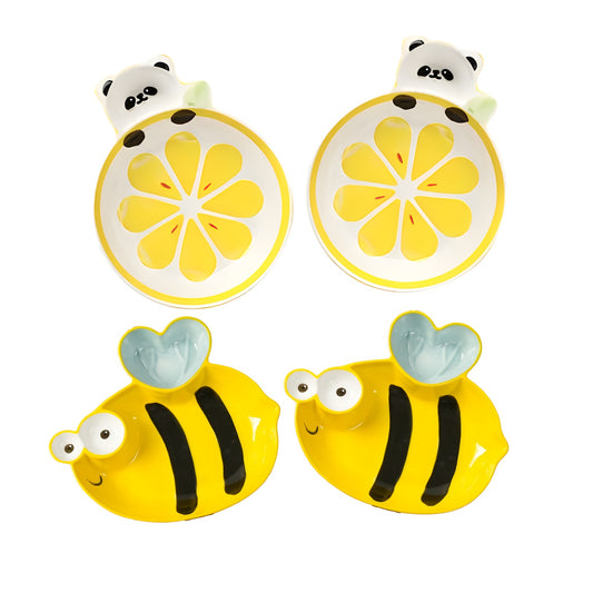 Cheerful Ceramic Snack Plates Set  | Buy 4 Pay for 3 | Look Mumma