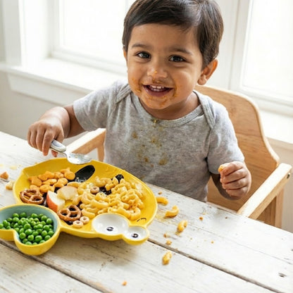 Buzzing Bee Heart Ceramic Plate – Handcrafted Honeybee Kids Dinnerware | Look Mumma