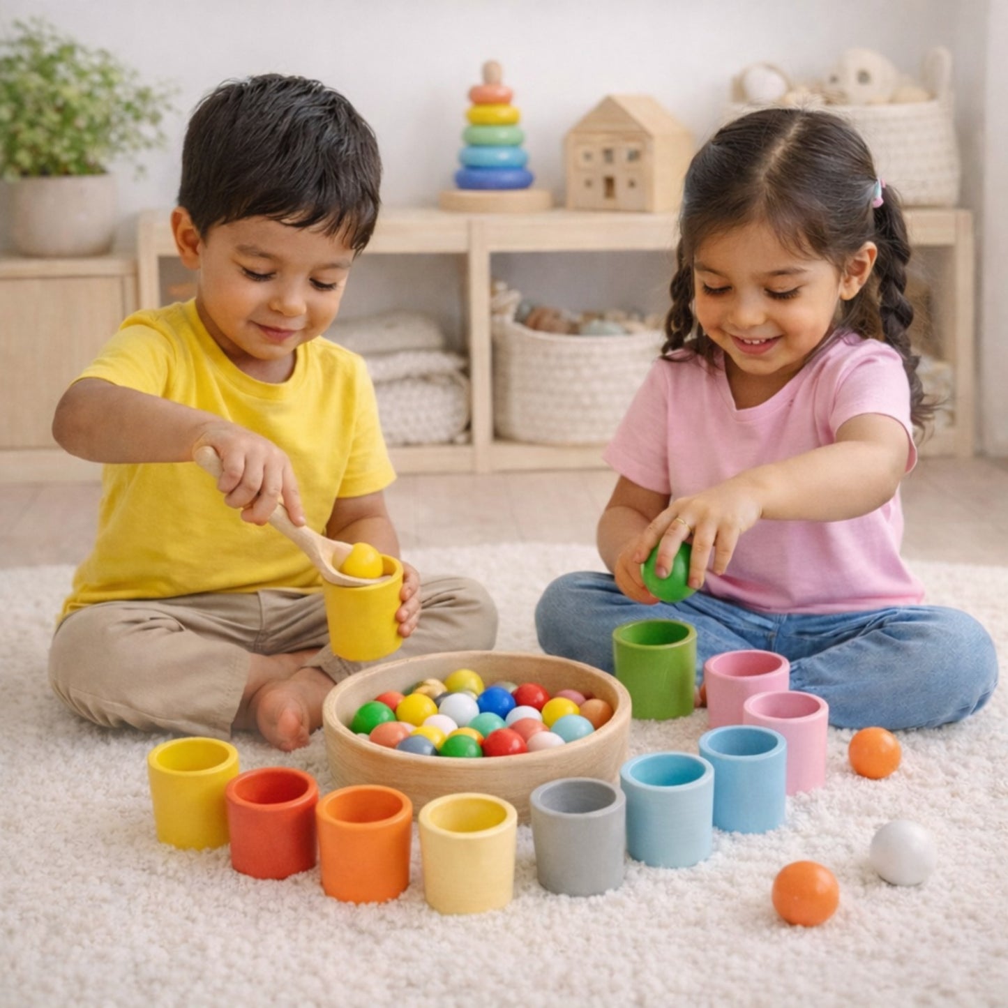 Afaike Balls and Cups Wooden Sorting Toy | Look Mumma