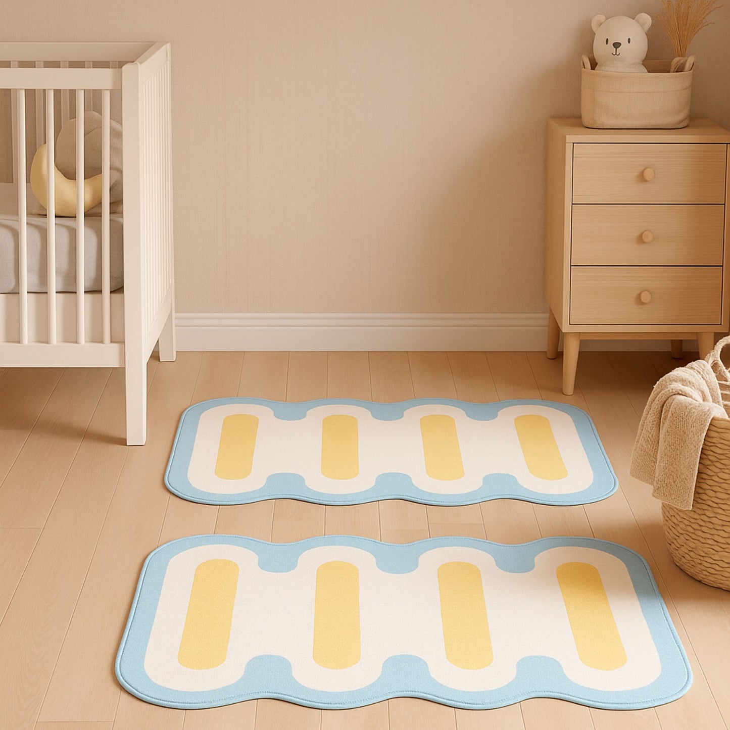Groovy Wave Abstract Floor Mat / Rug – Handcrafted Retro Kids Room Decor | Look Mumma