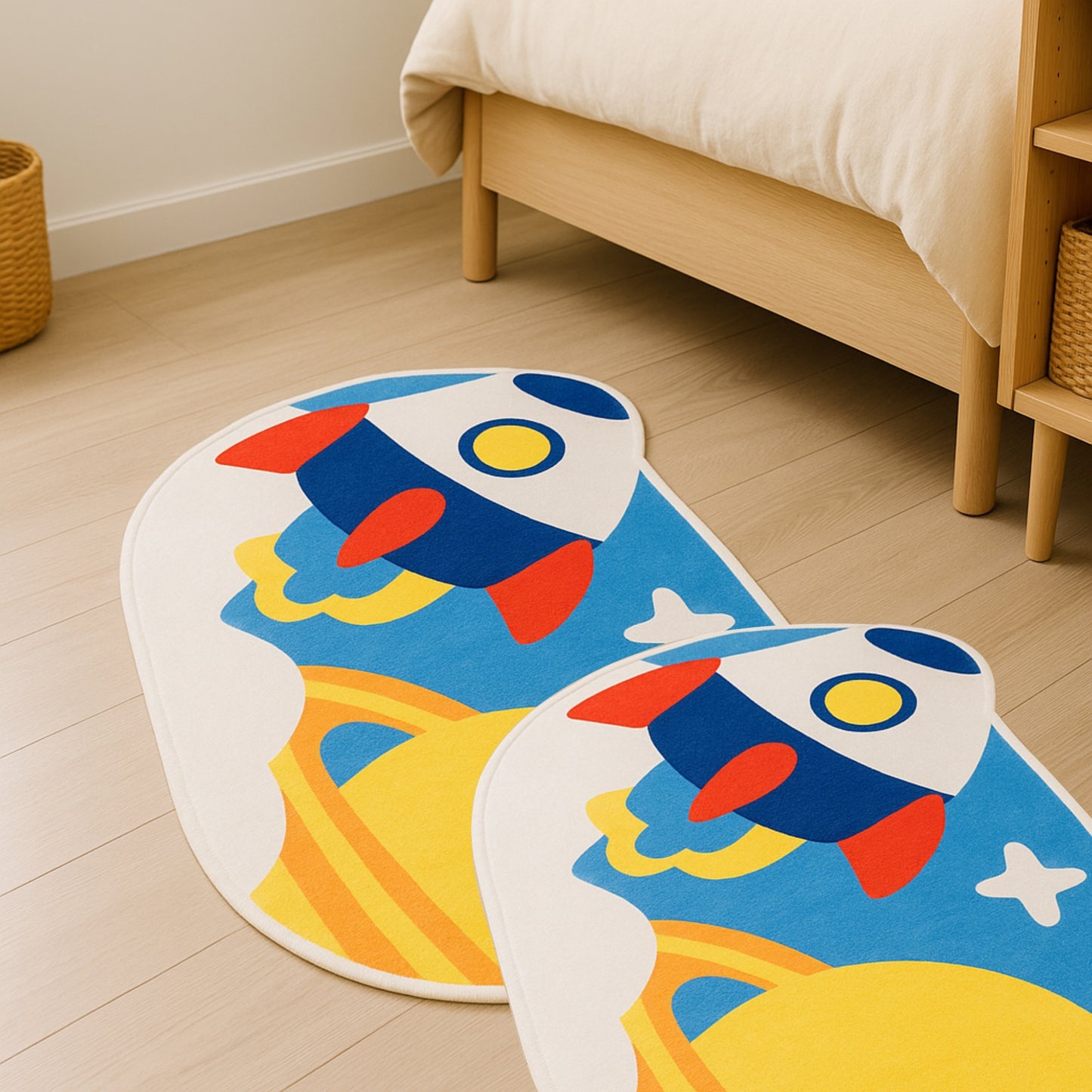 Rocket Adventure Kids Rug – Space-Themed Play Mat | Look Mumma