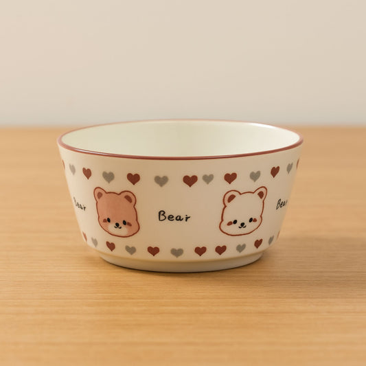 Set of 2 Twin Bear Heart Ceramic Bowl / Dessert Dish – Handcrafted Lovely Kids Tableware | Look Mumma
