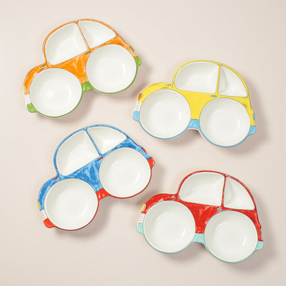 Orange Speedy Car Ceramic Plate – Handcrafted Race Car Kids Dinnerware | Look Mumma